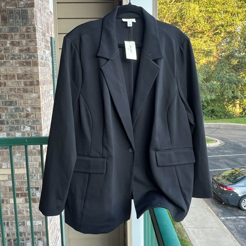 🆕🖤ON 34th Plus Size Black Ponte Blazer Jacket Women’s 4X Classic Workwear Office - Picture 3 of 17